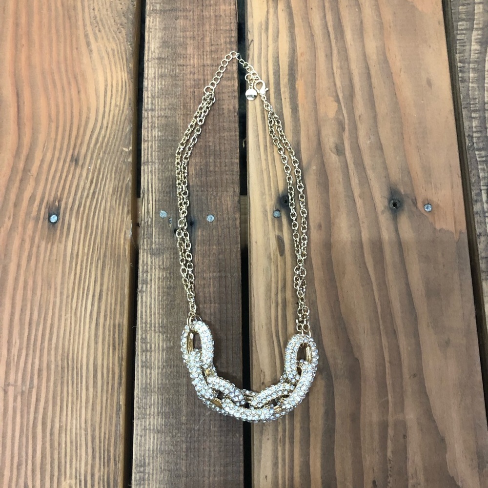 Mossimo gold chain link rhinestone necklace - Picture 5 of 10